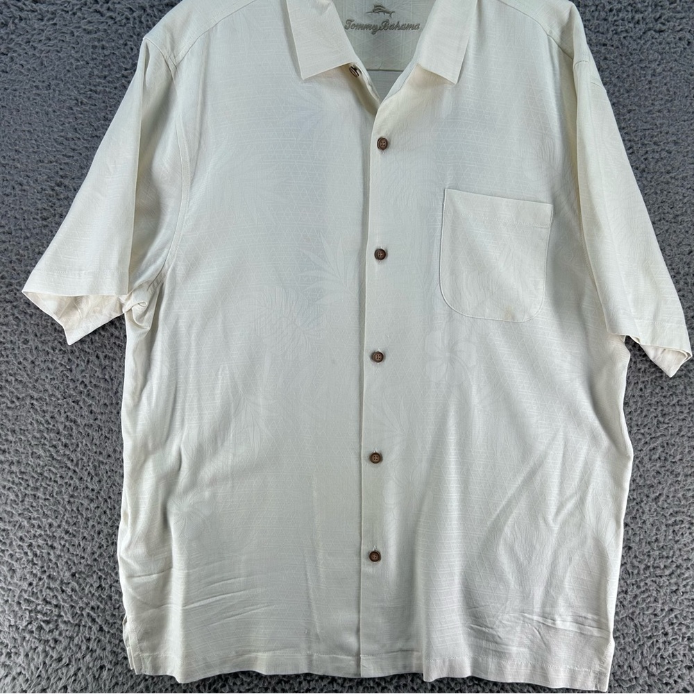 Tommy Bahama Silk Embroidered Shirt XL Triple Surfboards Palm Trees Island Life - Picture 2 of 12